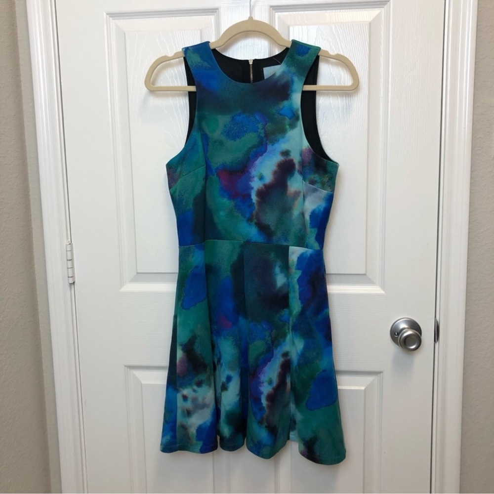 Cece Watercolor Ft and Flare Dress. Sz Small